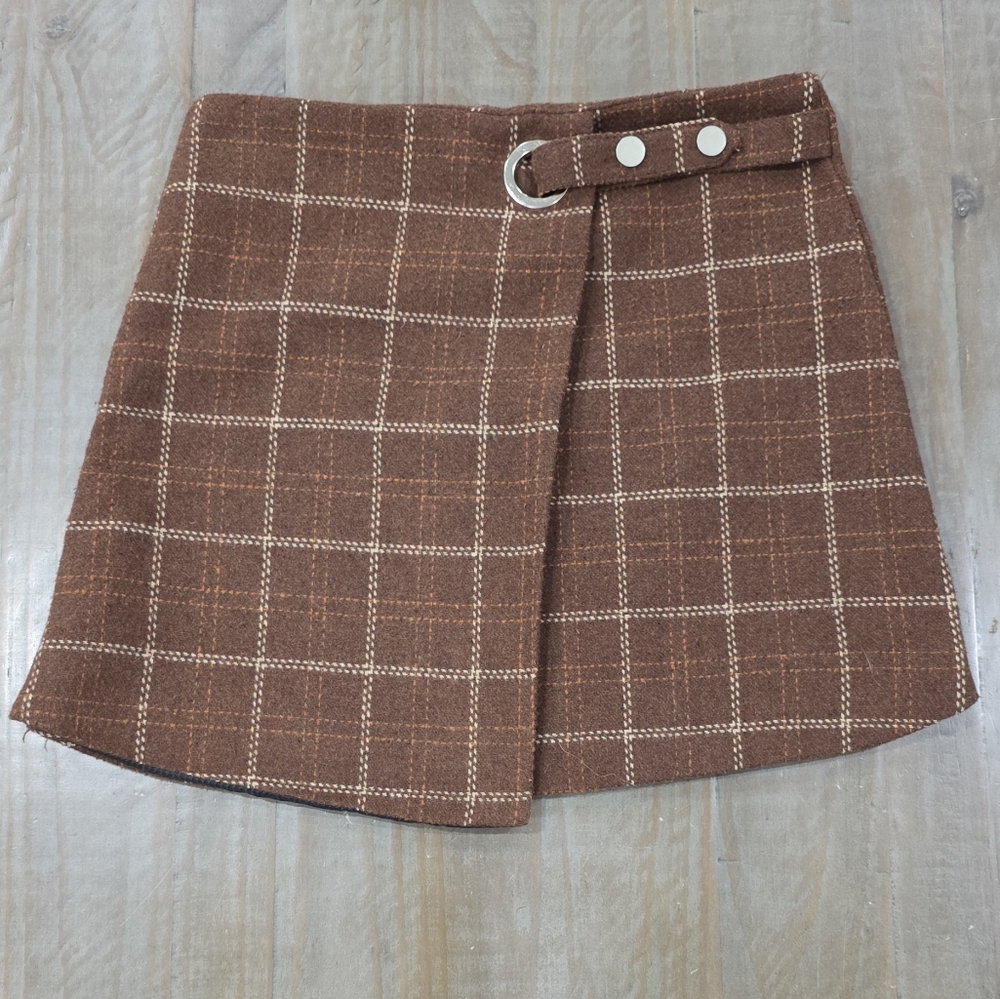 WRZS Women's Brown Plaid Skirt #E0121